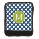 Navy Blue & Lime Green Polka Dots Custom Monogram