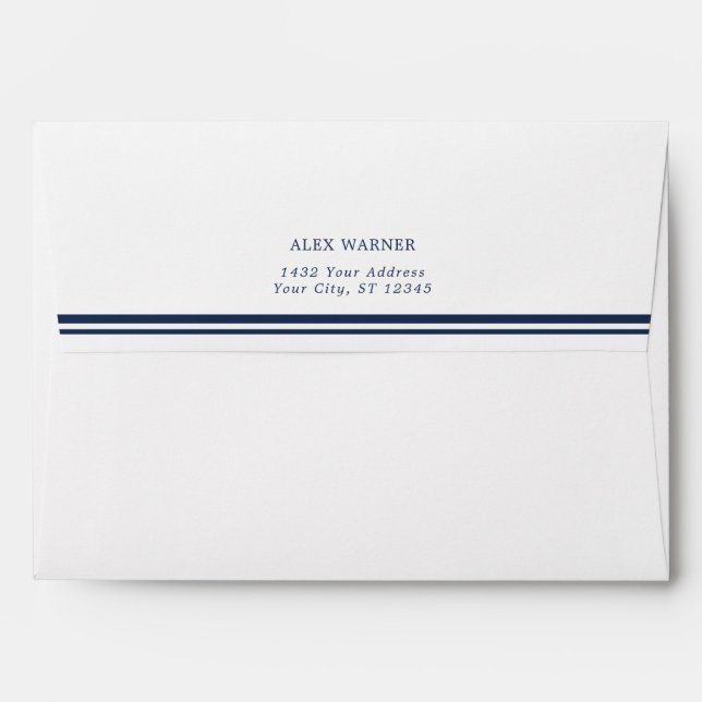 Navy Blue Lining Return Address Envelope (Back (Top Flap))