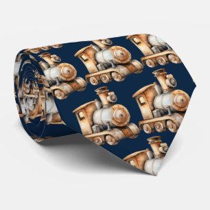 Navy Blue Locomotive Train Engine Child's Toy Tie
