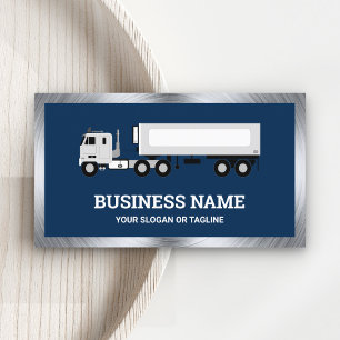 Navy Blue Logistics Transport Truck Trailer Business Card