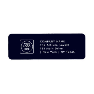 Navy Blue Logo Custom Branded Business Address Return Address Label