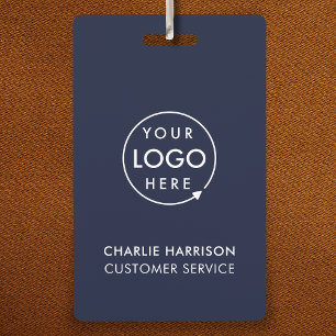 Navy Blue Logo ID   Modern Business Employee Staff ID Badge