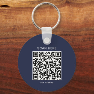 Navy Blue Logo Keychain with QR Code