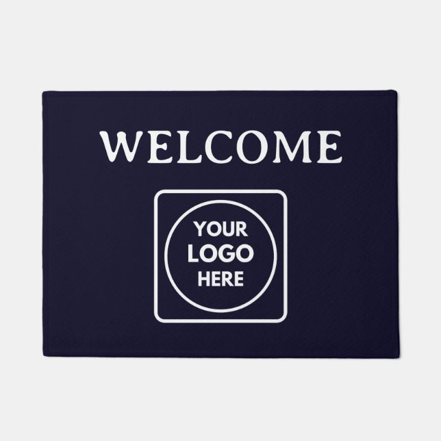 Navy Blue Logo | Modern Corporate Welcome Sign Doormat (Front)