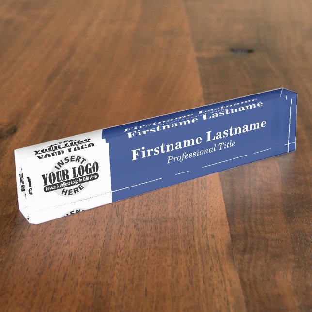 Navy Blue - Logo, Name and Professional Title Nameplate (Side)