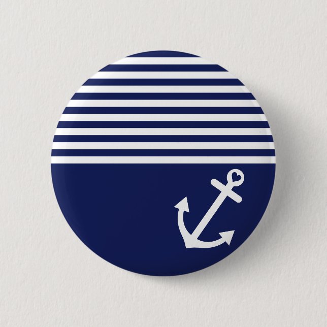 Navy Blue Love Anchor Nautical 6 Cm Round Badge (Front)