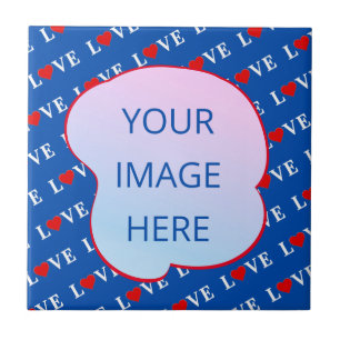 Navy Blue LOVE Heart Ceramic Tile