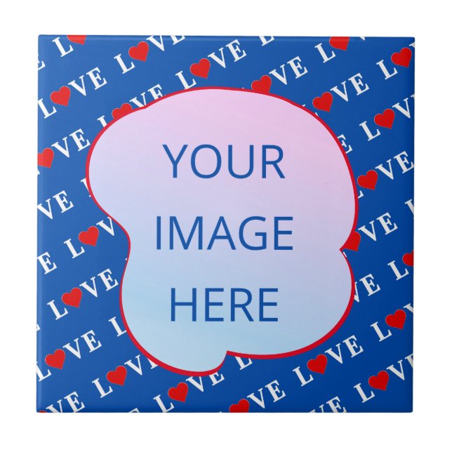 Navy Blue LOVE Heart Ceramic Tile (Front)