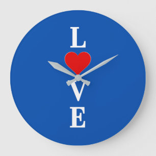 Navy Blue LOVE Large Clock