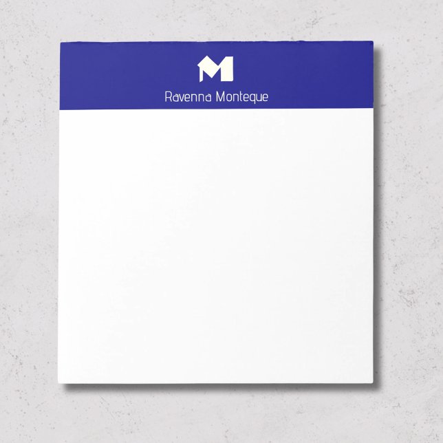 Navy Blue Luxury Personalised Name Monogram Notepad (Creator Uploaded)