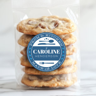 Navy Blue Made With Love Food Gift Sticker