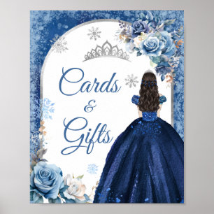 Navy Blue Magical Christmas Mis XV Años Card Gift Poster