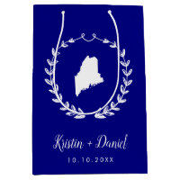 Navy Blue Maine Map Wedding Welcome Swag