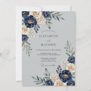 Navy Blue Majestic Winter Wedding Invitation