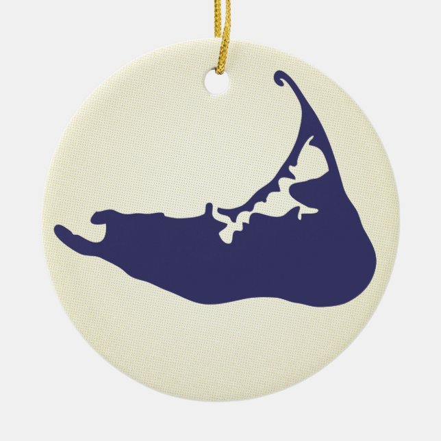 Navy Blue Map of Nantucket Island, Massachusetts Ceramic Ornament (Front)