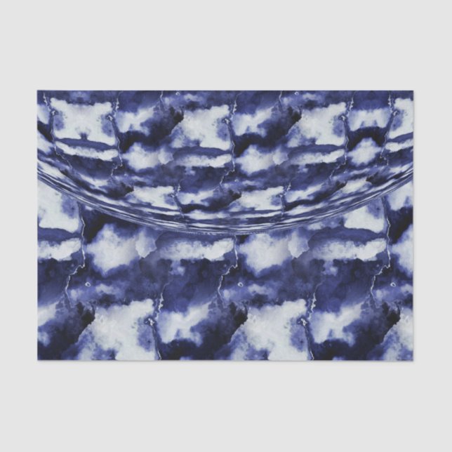 Navy Blue Marble Stone Calming Tissue Paper (Front)