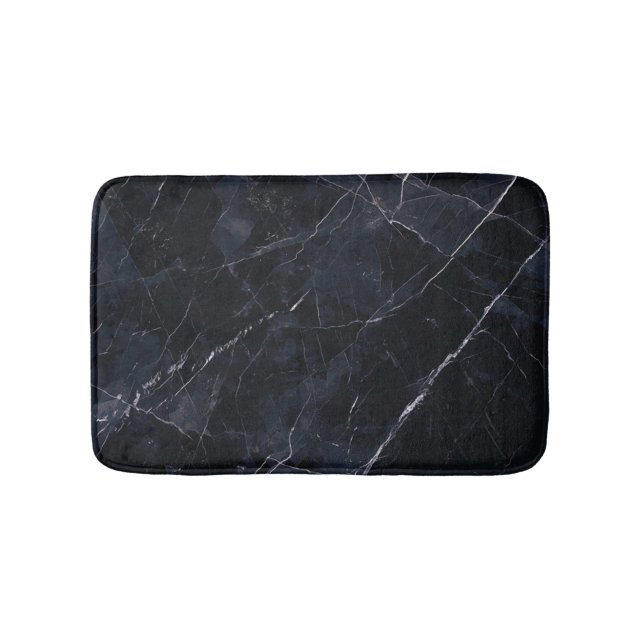 Navy blue marble: stone texture. bath mat (Front)