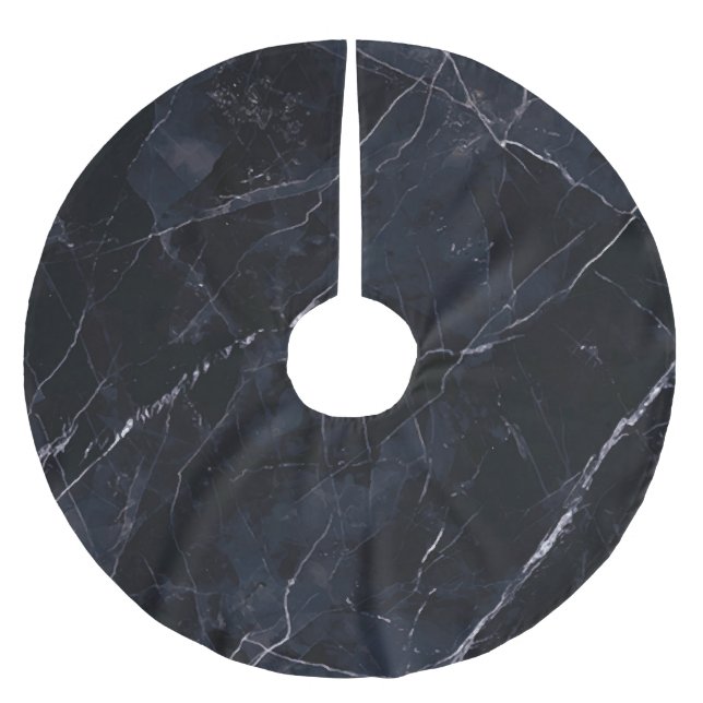 Navy blue marble: stone texture. brushed polyester tree skirt (Front)
