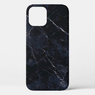 Navy blue marble: stone texture. iPhone 12 case