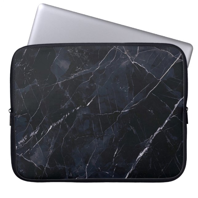 Navy blue marble: stone texture. laptop sleeve (Front)