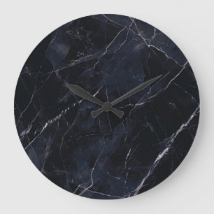 Navy blue marble: stone texture. large clock