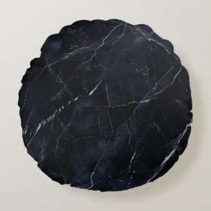 Navy blue marble: stone texture. round cushion