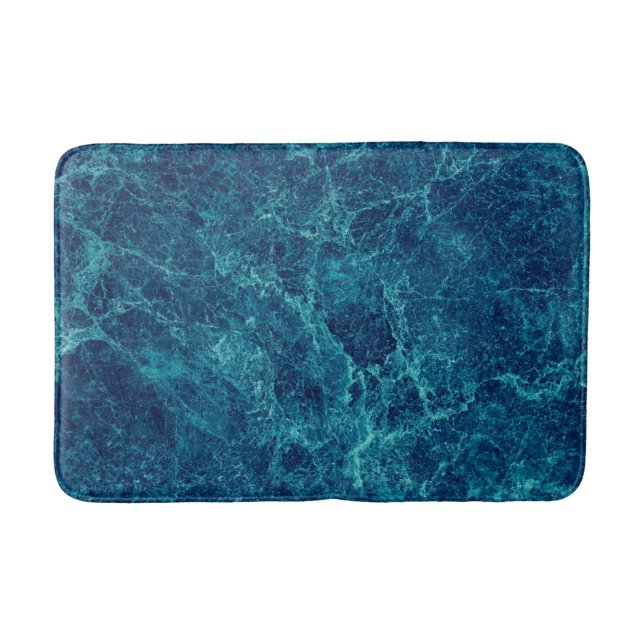Navy Blue Marble Texture Bath Mat (Front)