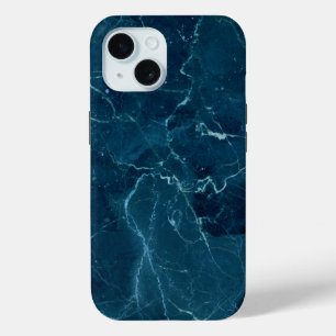 Navy Blue Marble Texture iPhone 15 Case