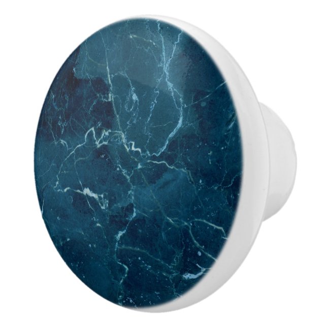 Navy Blue Marble Texture Ceramic Knob (Right)