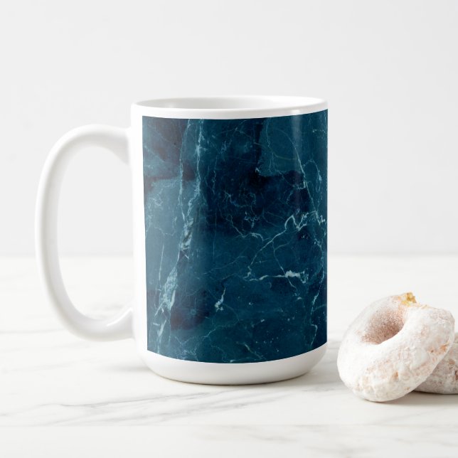 Navy Blue Marble Texture Coffee Mug (With Donut)
