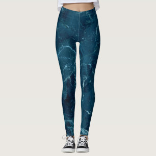 Navy Blue Marble Texture  Leggings
