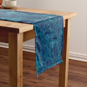 Navy Blue Marble Texture  Short Table Runner
