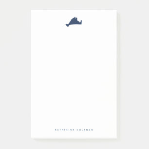 Navy Blue Marthas Vineyard Map Monogram Post-it Notes