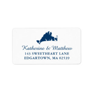 Navy Blue Marthas Vineyard Map Wedding Label