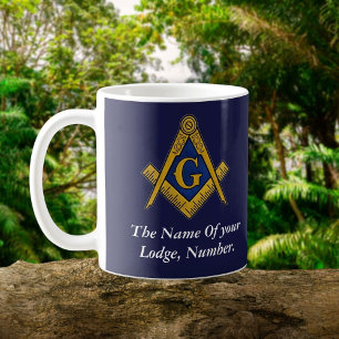 Navy blue Masonic Freemason Compass Coffee Mug