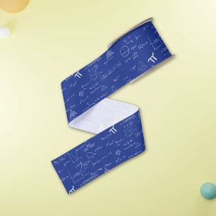Navy Blue Math Formulas Grosgrain Ribbon