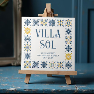 Navy Blue Mediterranean Design Floral Geometric  Ceramic Tile