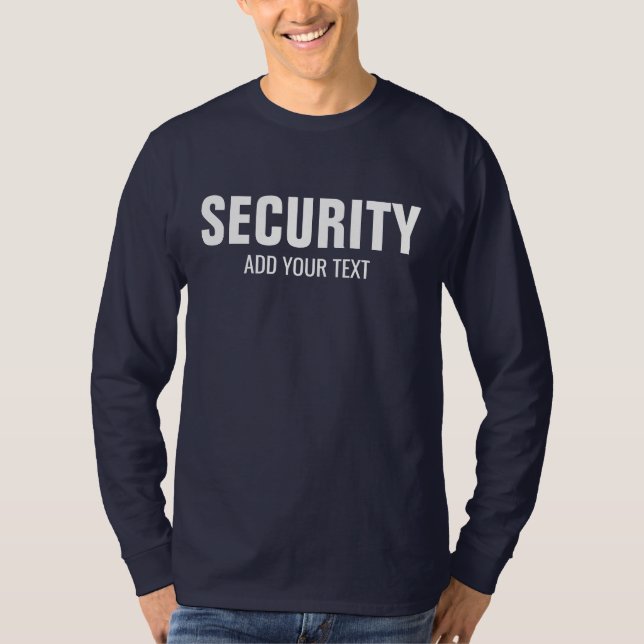 Navy Blue Mens Double Sided Long Sleeve Security T-Shirt (Front)
