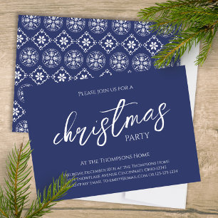 Navy Blue Merry Christmas Party Custom Invitation