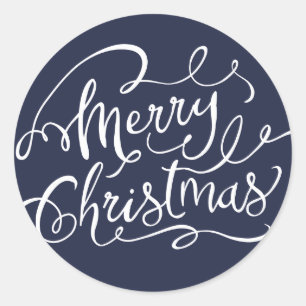 Navy Blue Merry Christmas Stickers