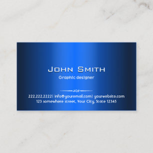 Navy Blue Metal Graphic Designer Professional Business Card