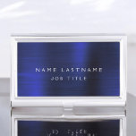 Navy Blue Metallic Foil Modern Business Business Card Holder<br><div class="desc">Navy Blue Foil Metallic Stainless Steel Minimalist Business Card Holder with white lettered script signature typography for the monogram. The Foil Metal Business Card Holders can be customised with your name. Please contact the designer for customised matching items.</div>