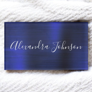Navy Blue Metallic Foil Modern Business Name Tag