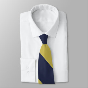 Navy Blue & Metallic Gold Broad University Stripe Tie