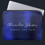 Navy Blue Metallic Monogram Business Professional Laptop Sleeve<br><div class="desc">Modern Navy Blue Faux Metallic Stainless Elegant Monogram Promotional Laptop Bag or Sleeve Promotional (promo) advertisement Case. This classy professional business computer case can be customised to include your monogrammed script signature name and job title profession or position.</div>