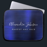 Navy Blue Metallic Monogram Business Professional Laptop Sleeve<br><div class="desc">Modern Navy Blue Faux Metallic Stainless Elegant Monogram Promotional Laptop Bag or Sleeve Promotional (promo) advertisement Case. This classy professional business computer case can be customised to include your monogrammed script signature name and job title profession or position.</div>