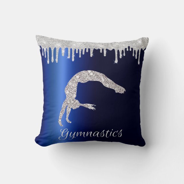 Navy Blue Metallic Silver Sparkle Gymnastics Cushion (Front)