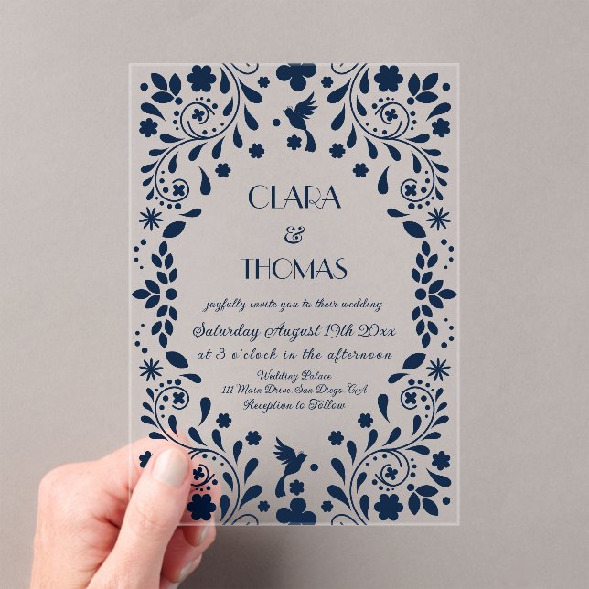 Navy Blue Mexican Fiesta Acrylic Invitations (Insitu (Handheld))