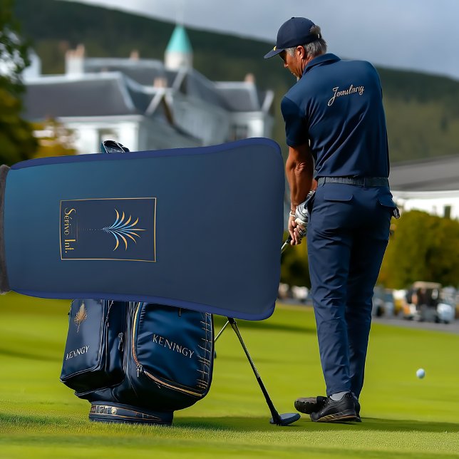 Navy Blue Midnight Palm Collection Luxury Golf  Head Cover (Sleek Navy Blue Business Logo Punter Head Cover)