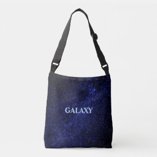 Navy blue Milky way galaxy & calligraphy Crossbody Bag